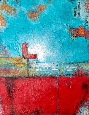 Abtrait rouge/turquoise L